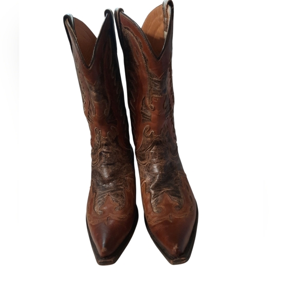 Stetson Distressed Brown Leather Cowboy Boots Size 11 D - Picture 12 of 14